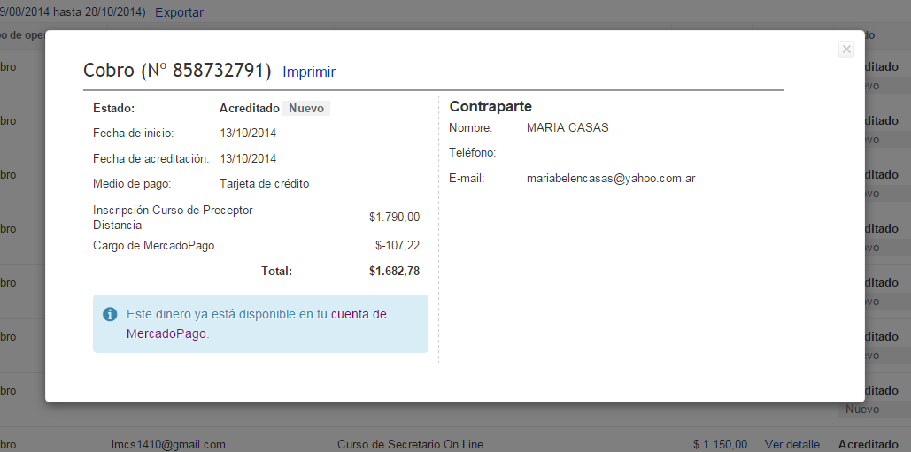 Ejemplo cupón de pago de $1790 acreditado